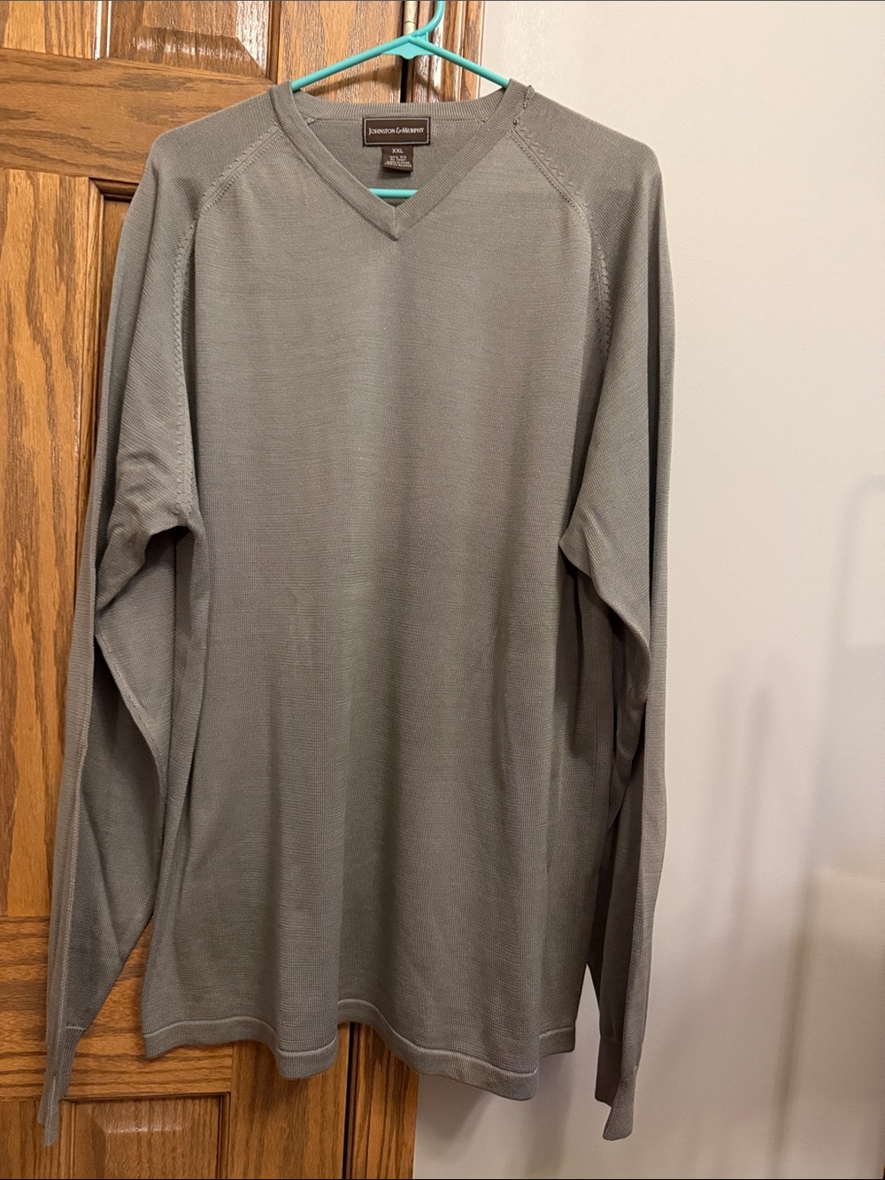 Johnston & Murphy Men's  Gray V-Neck Lightweight Silk Sweater XXL